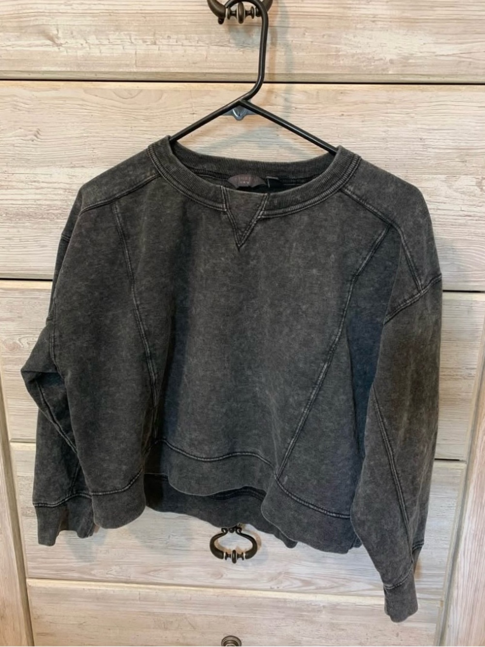 Danskin Washed Black Cropped Crew Sweatshirt
